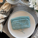 glacier dots: snack bag on a dinner plate