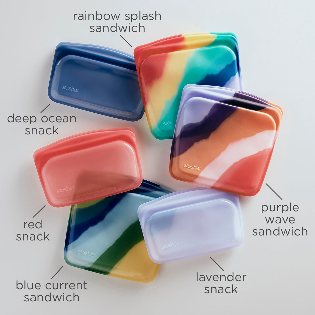 Stasher Sandwich Bag, Rainbow Lavender