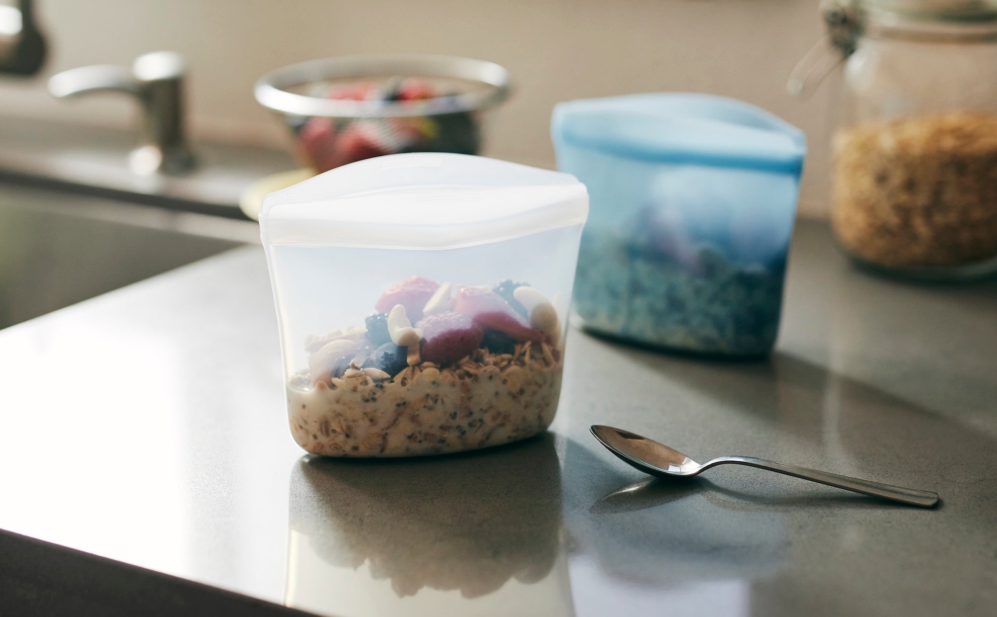 Easy Overnight Oats in a Stasher Leak-Free Bowl