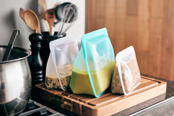 Freezer Meals in Reusable Silicone Storage Containers
