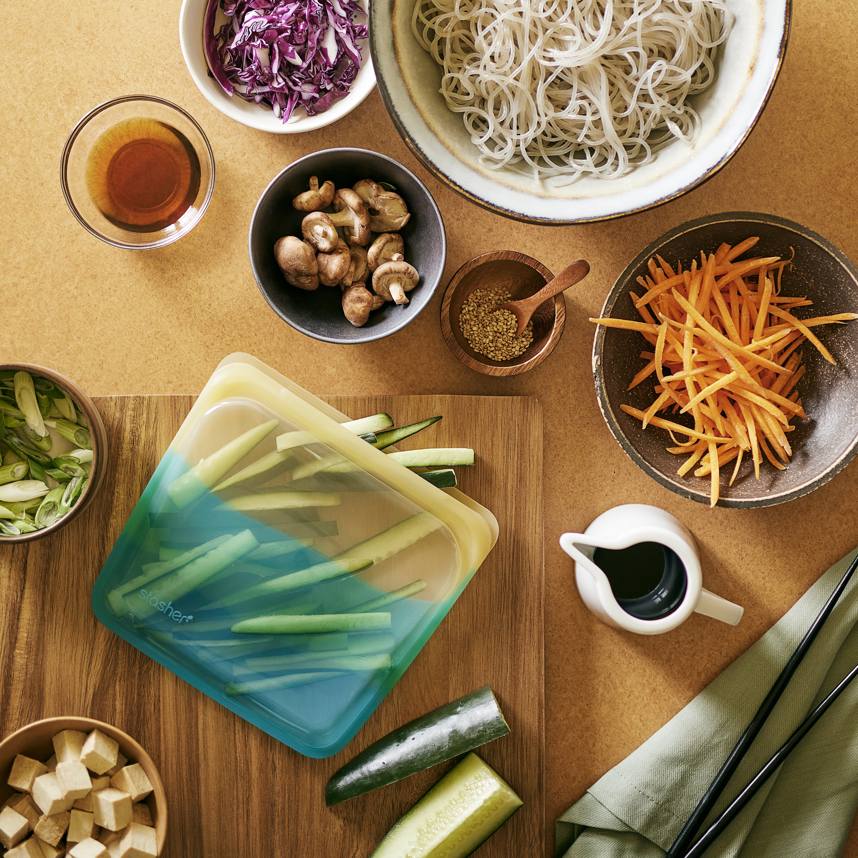 Making Meals with Leftover Veggies in a Stasher Bag