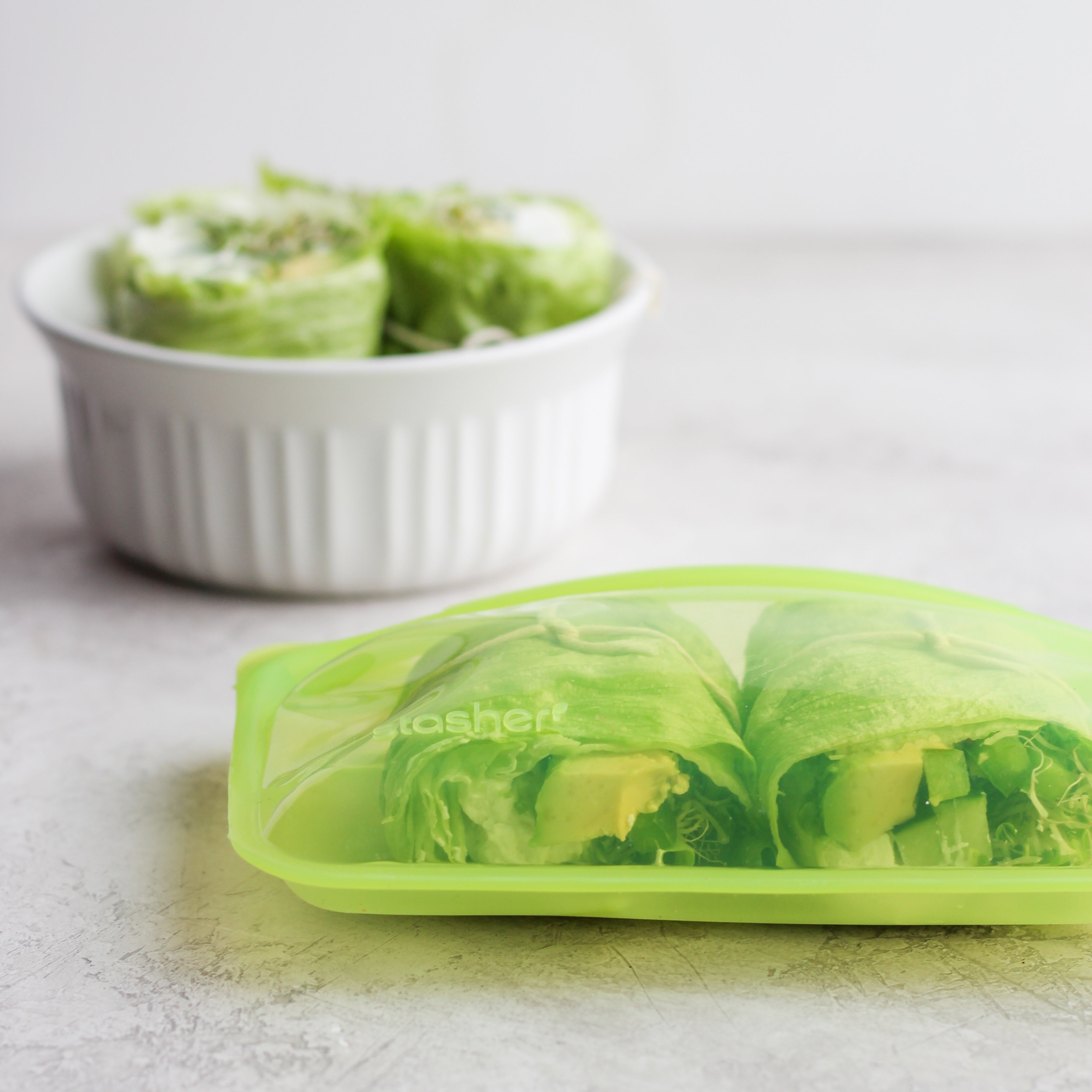 green veggie lettuce wraps to go - stasher bag