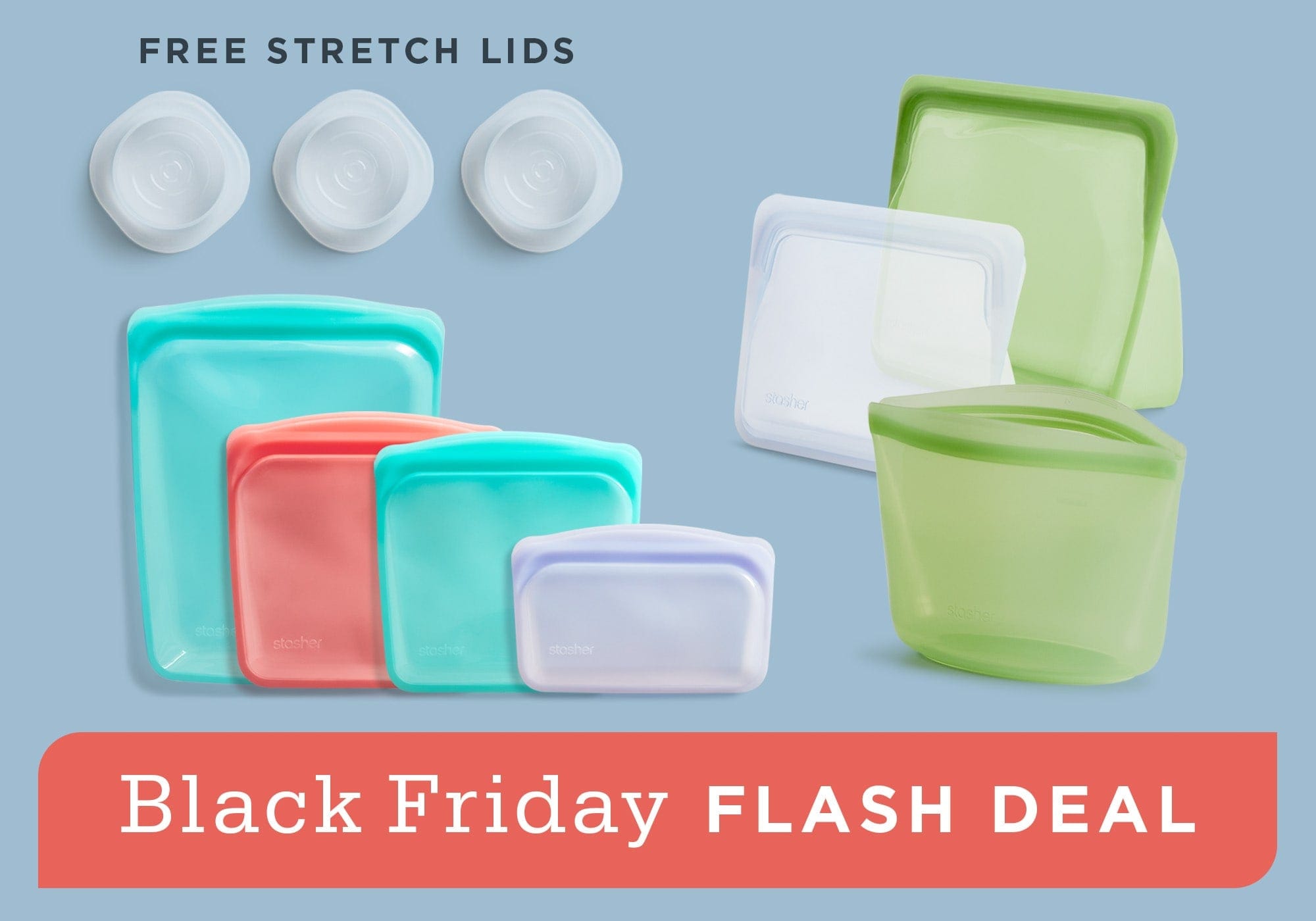 buy this blsck friday flash bundle and get a free pack of small stretch lids included. Black Friday only.