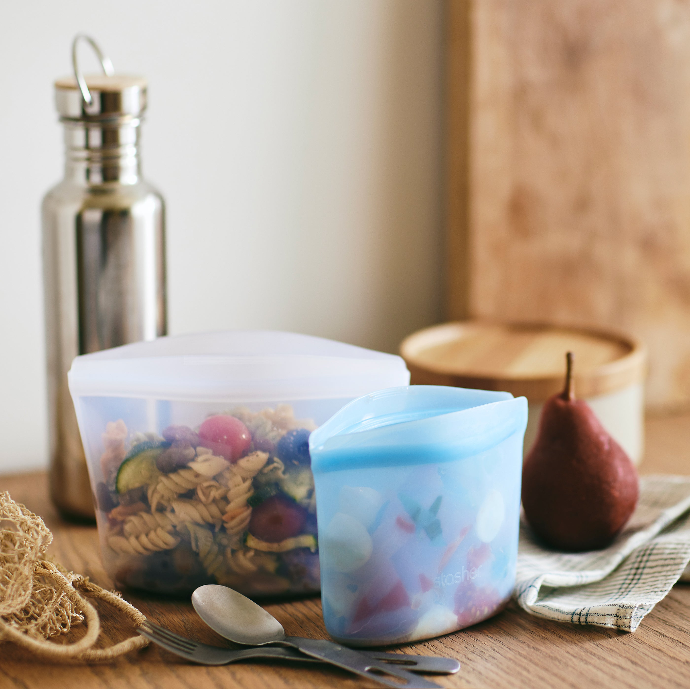 clear: stasher reusable silicone bags and bowls