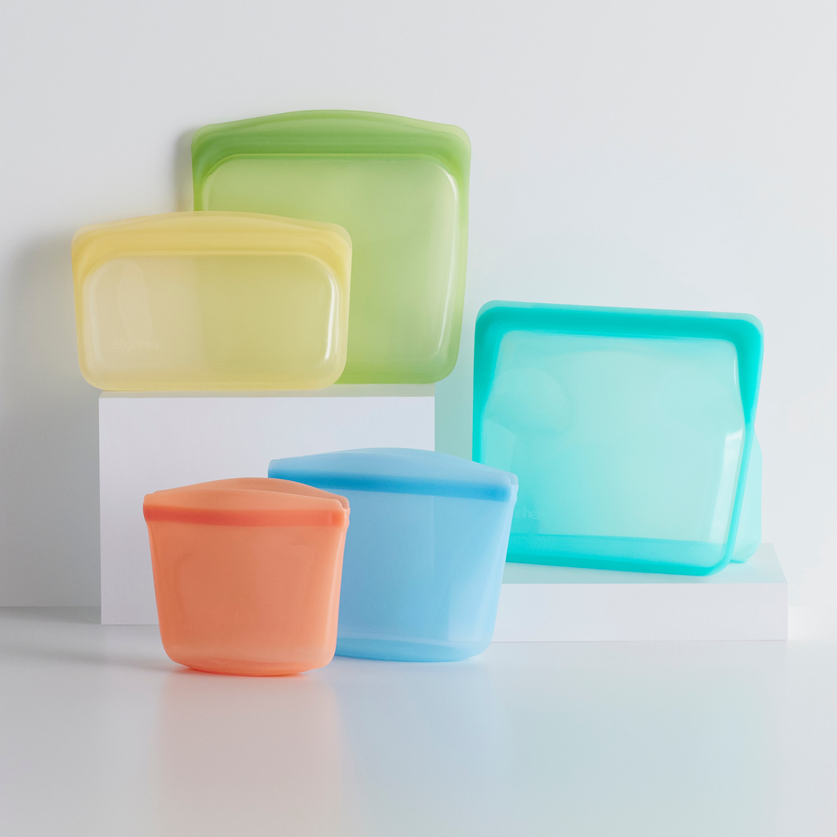 Zip Top Starter Bag Set in Frost - Reusable Silicone Bags & Containers