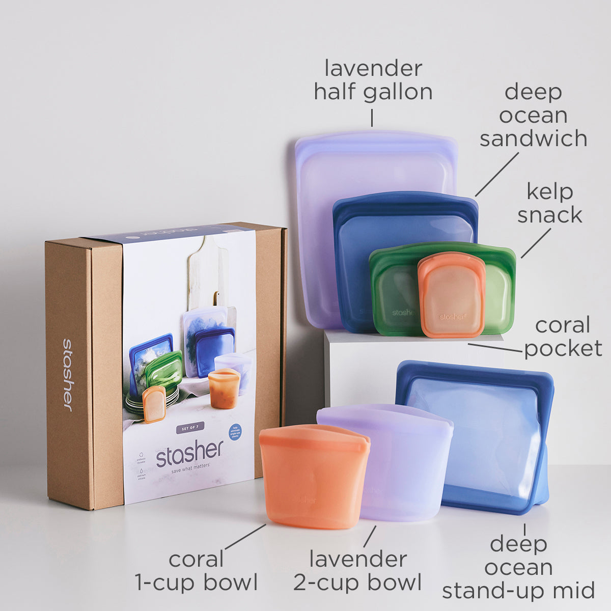 ocean forest gift box: stasher reusable bag and bowl set