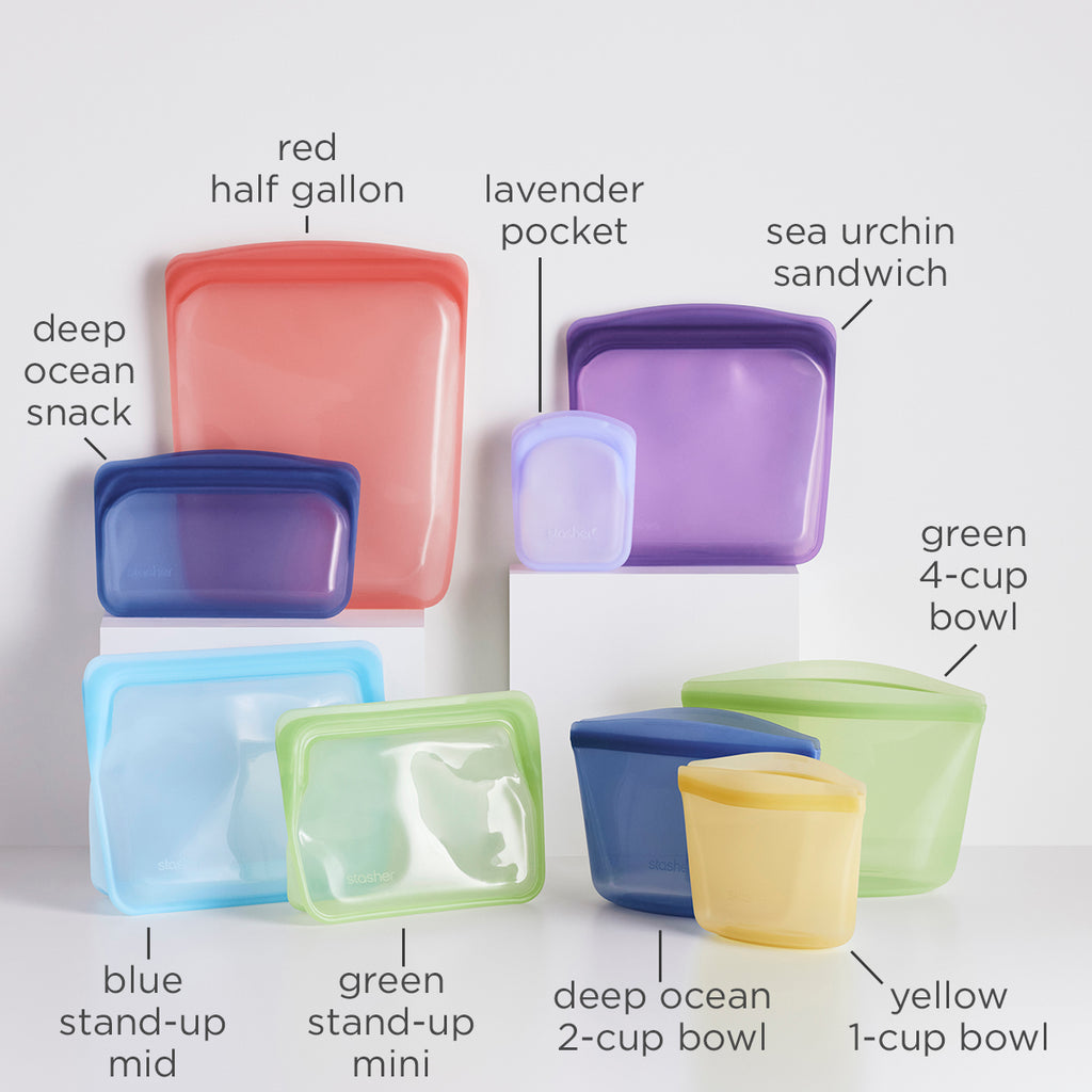 Sustainable Kitchen Bundle (Reusable Silicone Lids, Glass Straw, & Mesh  Bag)