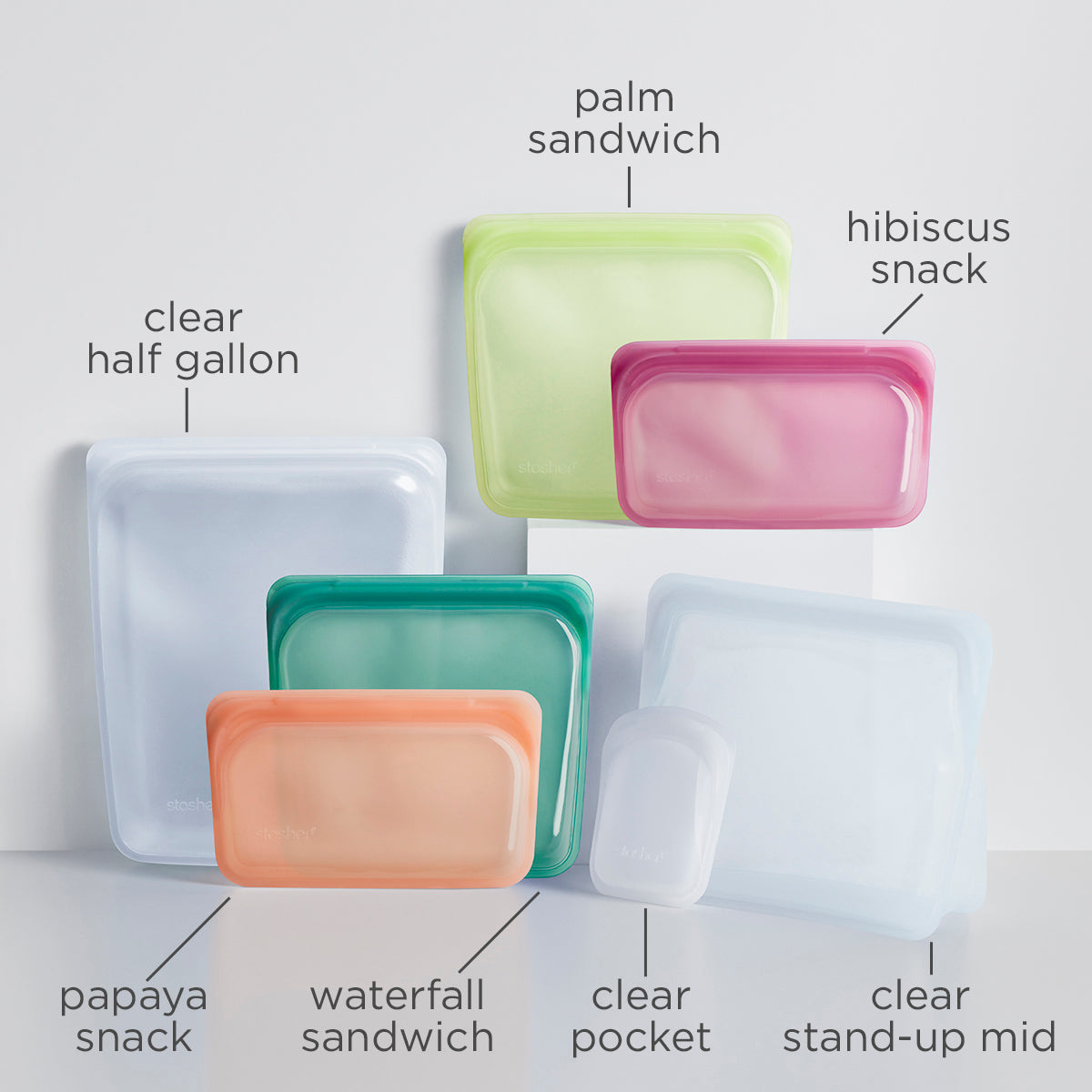 Stasher Silicone Reusable Storage Bag, Go Bag Waterfall Food Meal