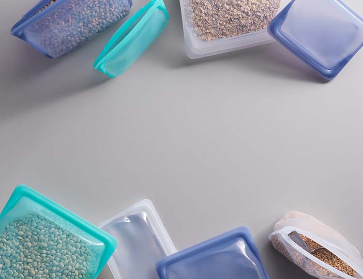 The Stand-Up Line Up. A standout collection. Our best-selling Stand Up bags take food storage hands-free in three awesome sizes: Mini, Mid, and Mega. Soon you’ll be giving your Stasher bags a standing ovation!