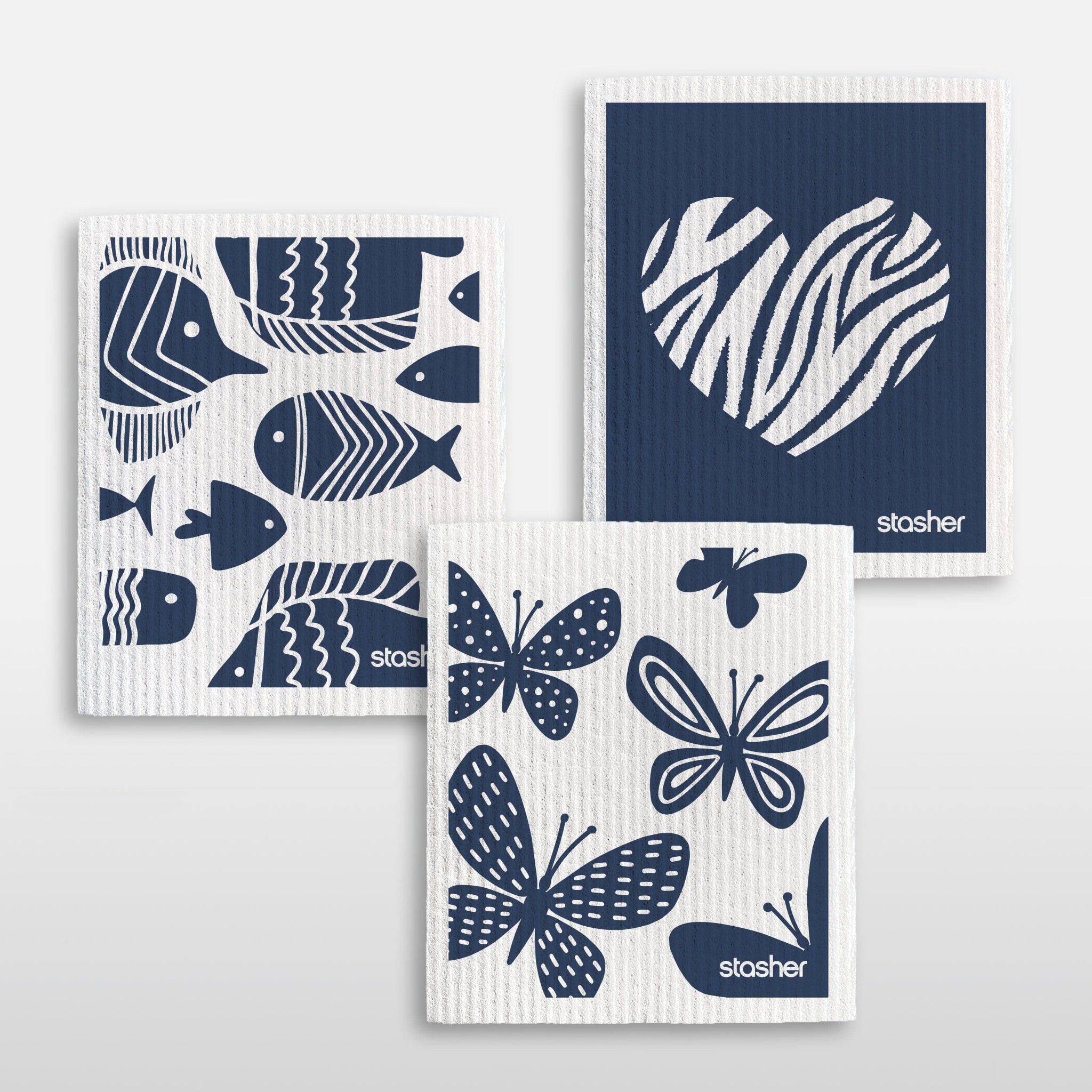 Deep Ocean Creatures: stasher reusable swedish dish towels