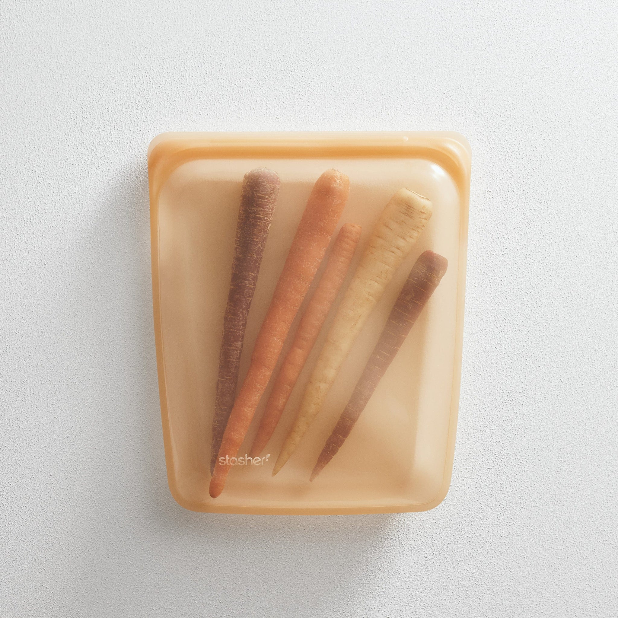 orange: half gallon bag holding large carrots