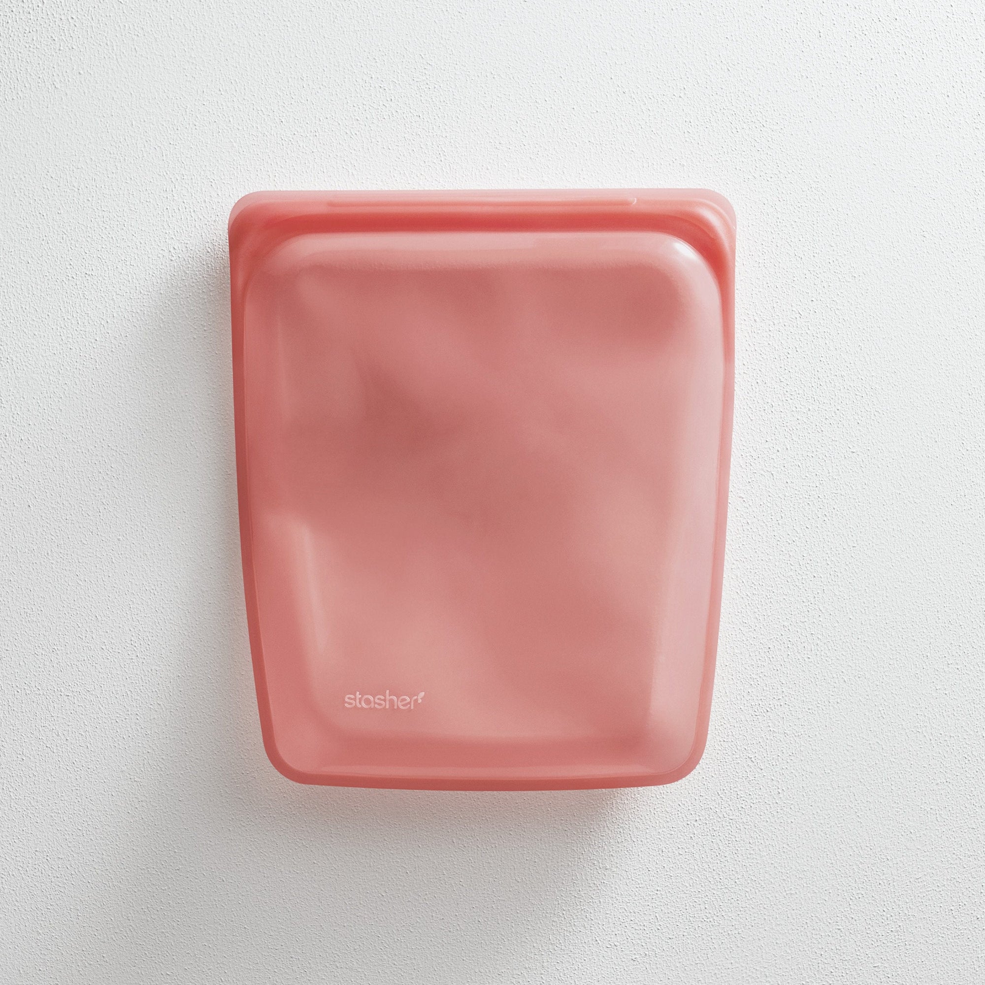 red: half gallon bag lying flat on white background