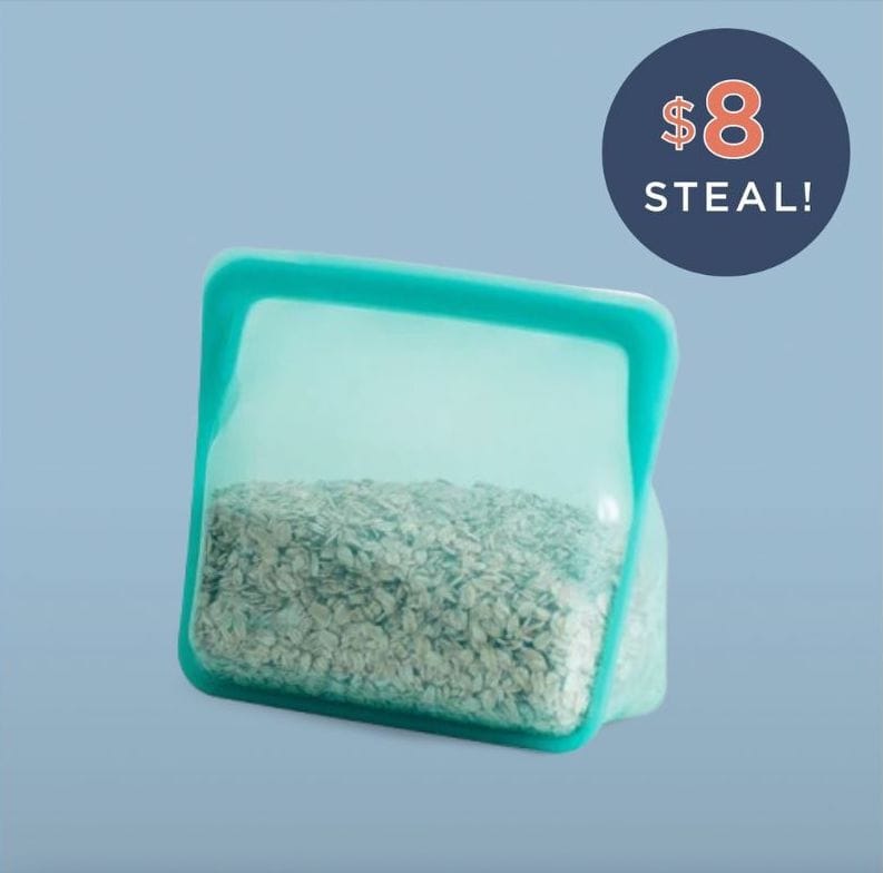 aqua: stand-up mid holding oats.