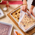 all: rectangle stretch lids at potluck