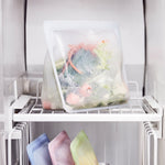 all: stand-up mega bag holding food scraps in the freezer. 