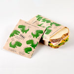 dinosaur: paper sandwich bags with dinosaur prints. 
