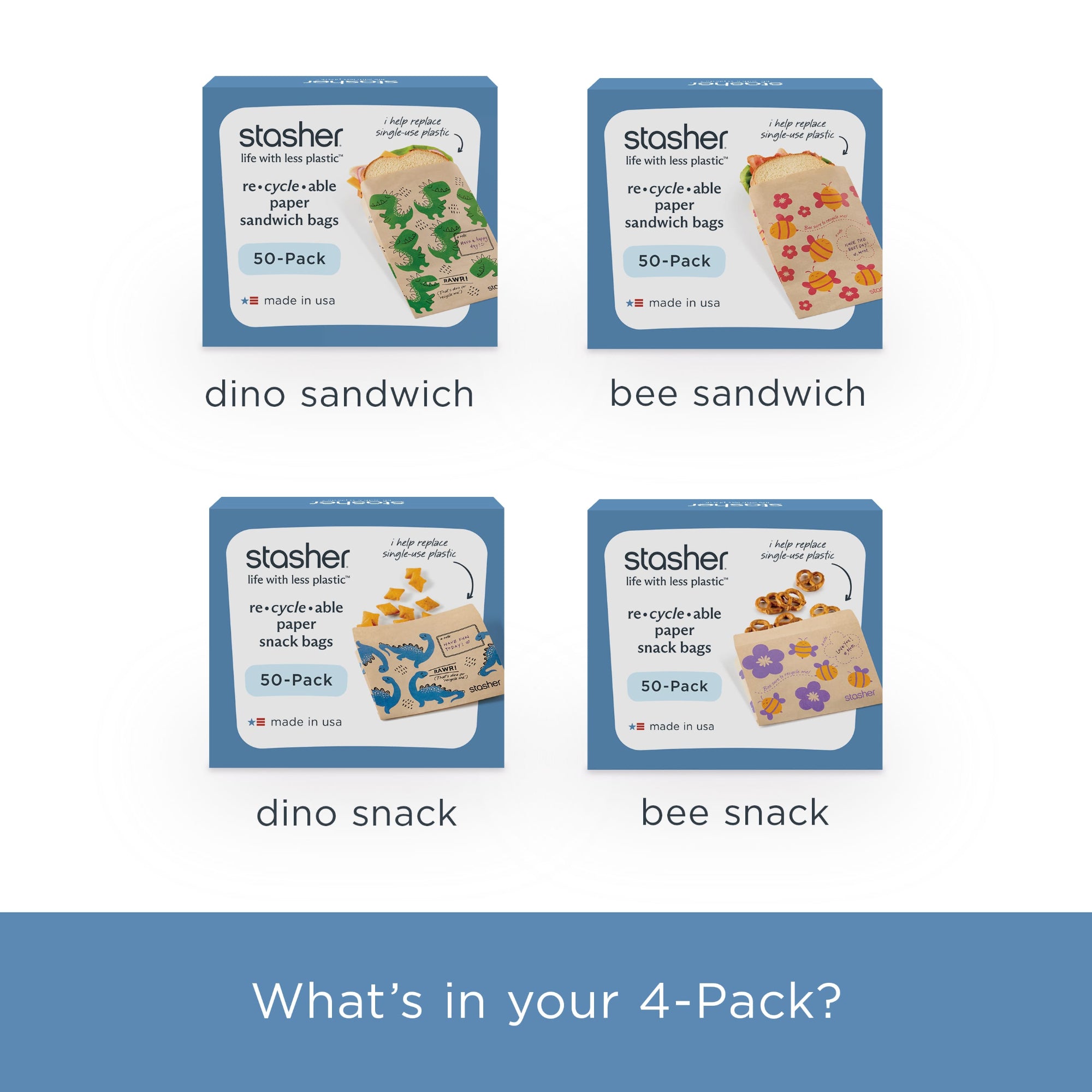 Recyclable Paper Bags 4-Pack