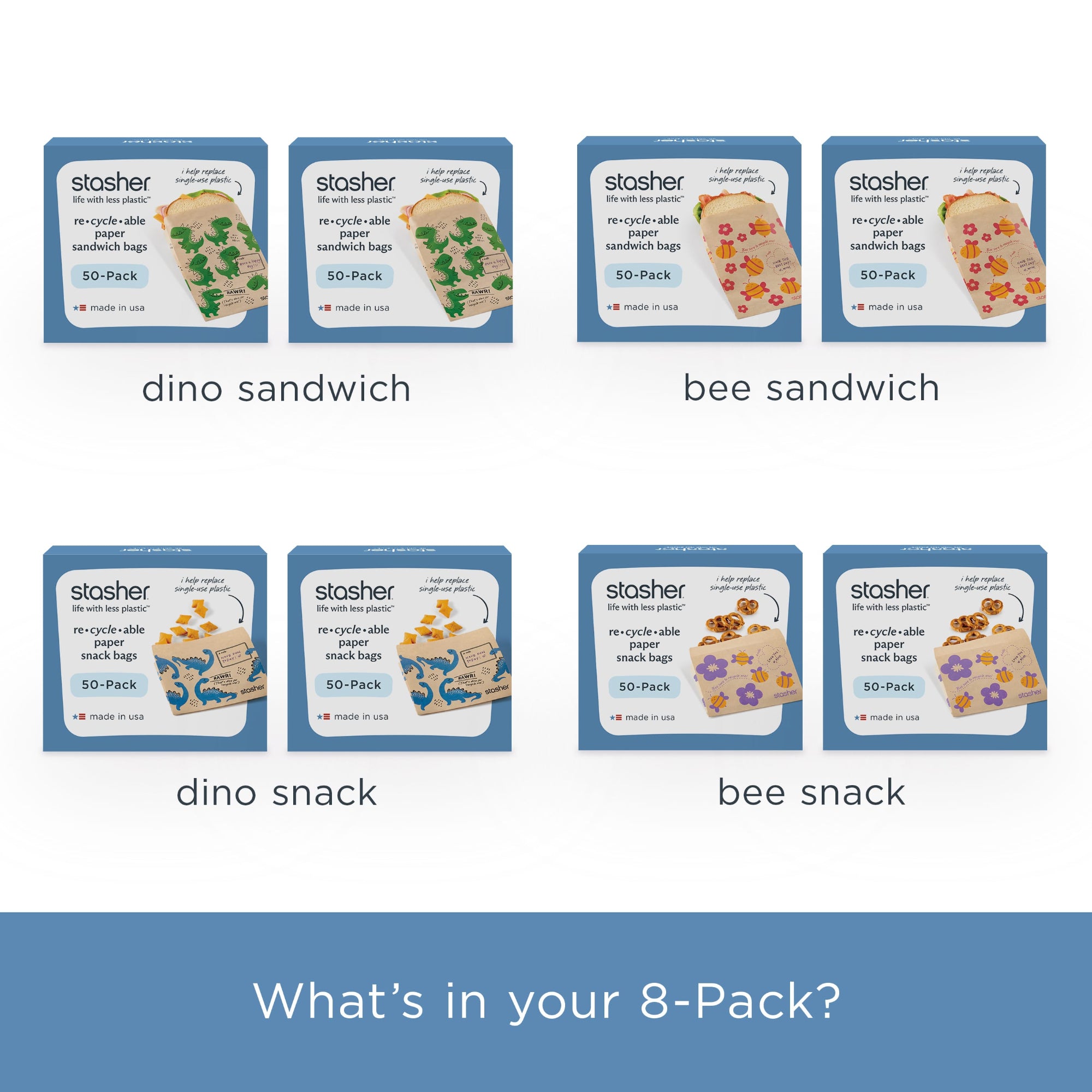 Recyclable Paper Bags 8-Pack