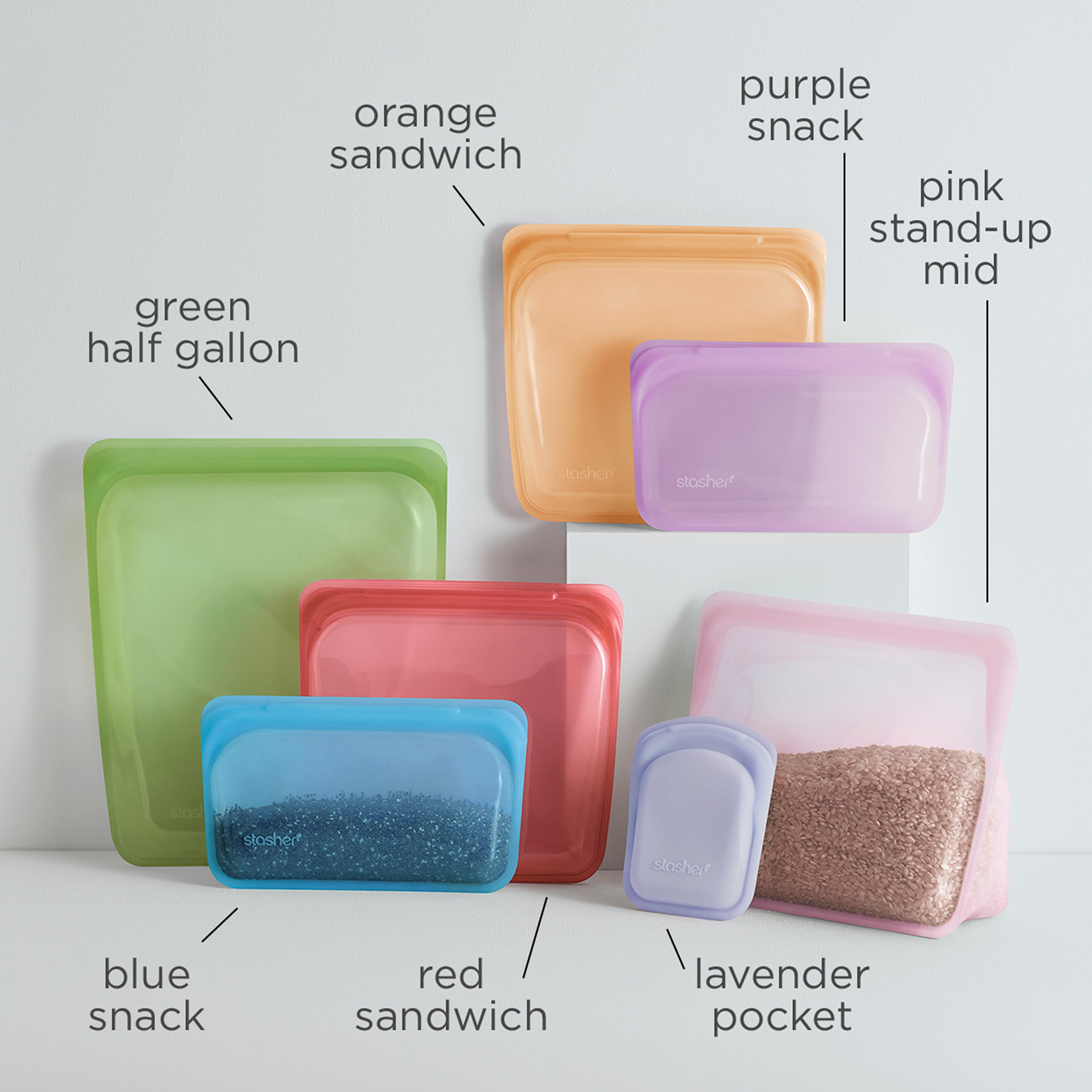 Stasher Sandwich Bag, Rainbow Lavender