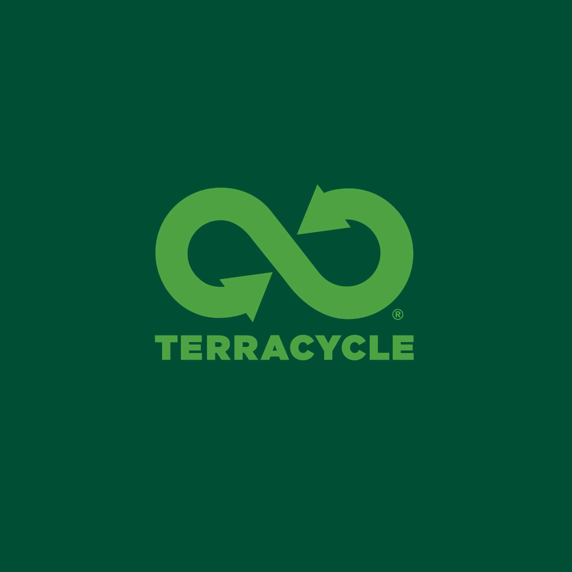 Terracycle light green logo on a dark green background. 