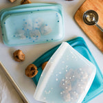 all:3 Pack of reusable stasher bags with cookie dough.