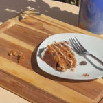 floral moss: swedish dish cloth cleaning up carrot cake on table