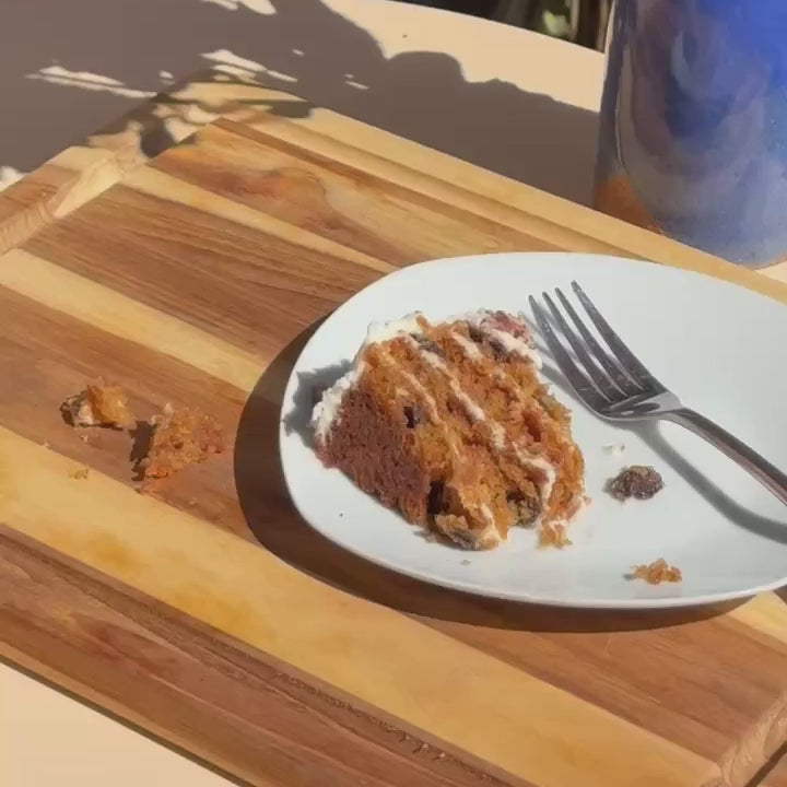 floral moss: swedish dish cloth cleaning up carrot cake on table