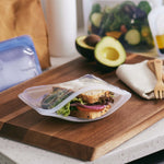 all: sandwich bag in clear holding a sandwich.