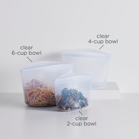 Clear: Reusable Silicone Storage Bowls 3 Pack Clear Assorted 