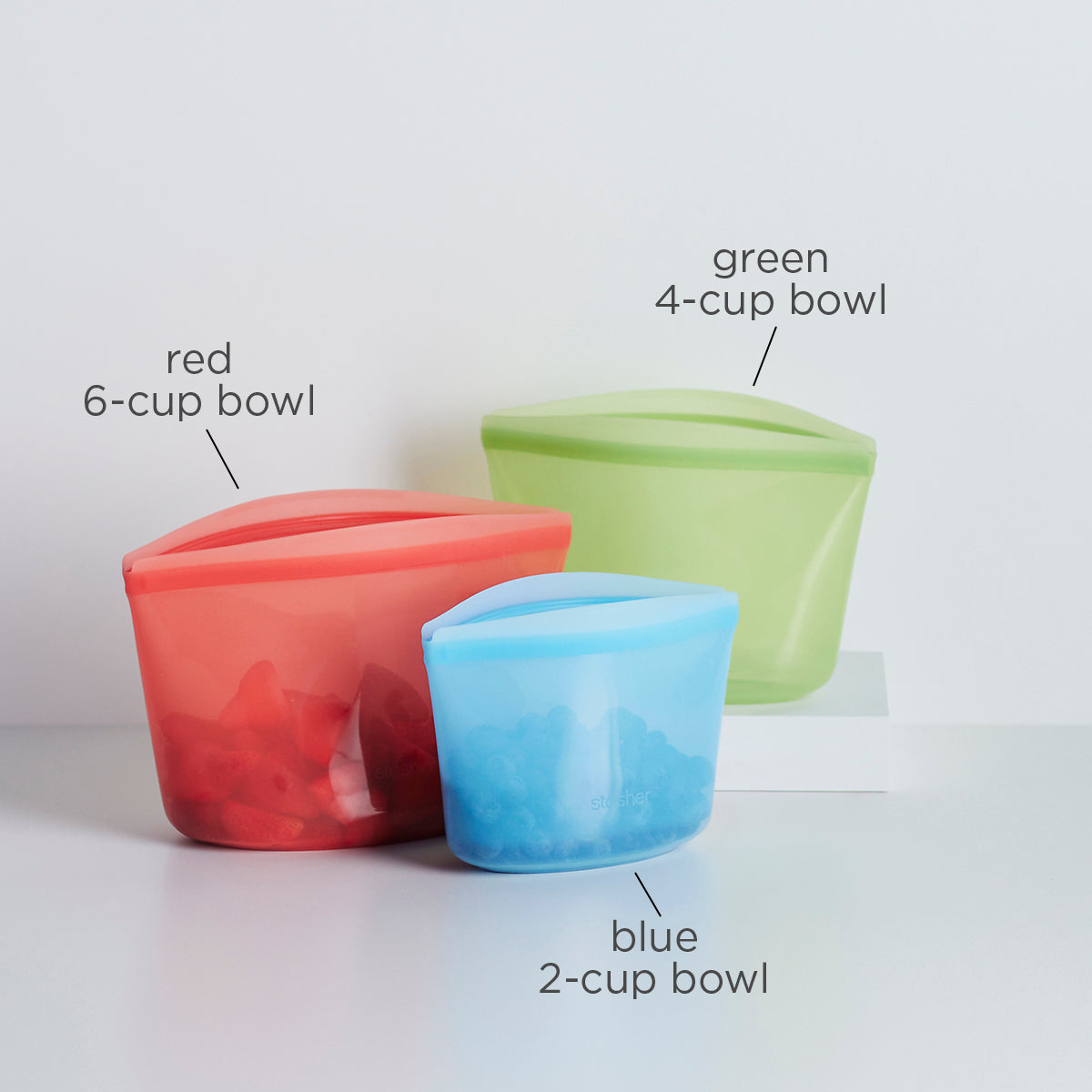 Rainbow: Reusable Silicone Storage Bowls 3 Pack Color Assorted