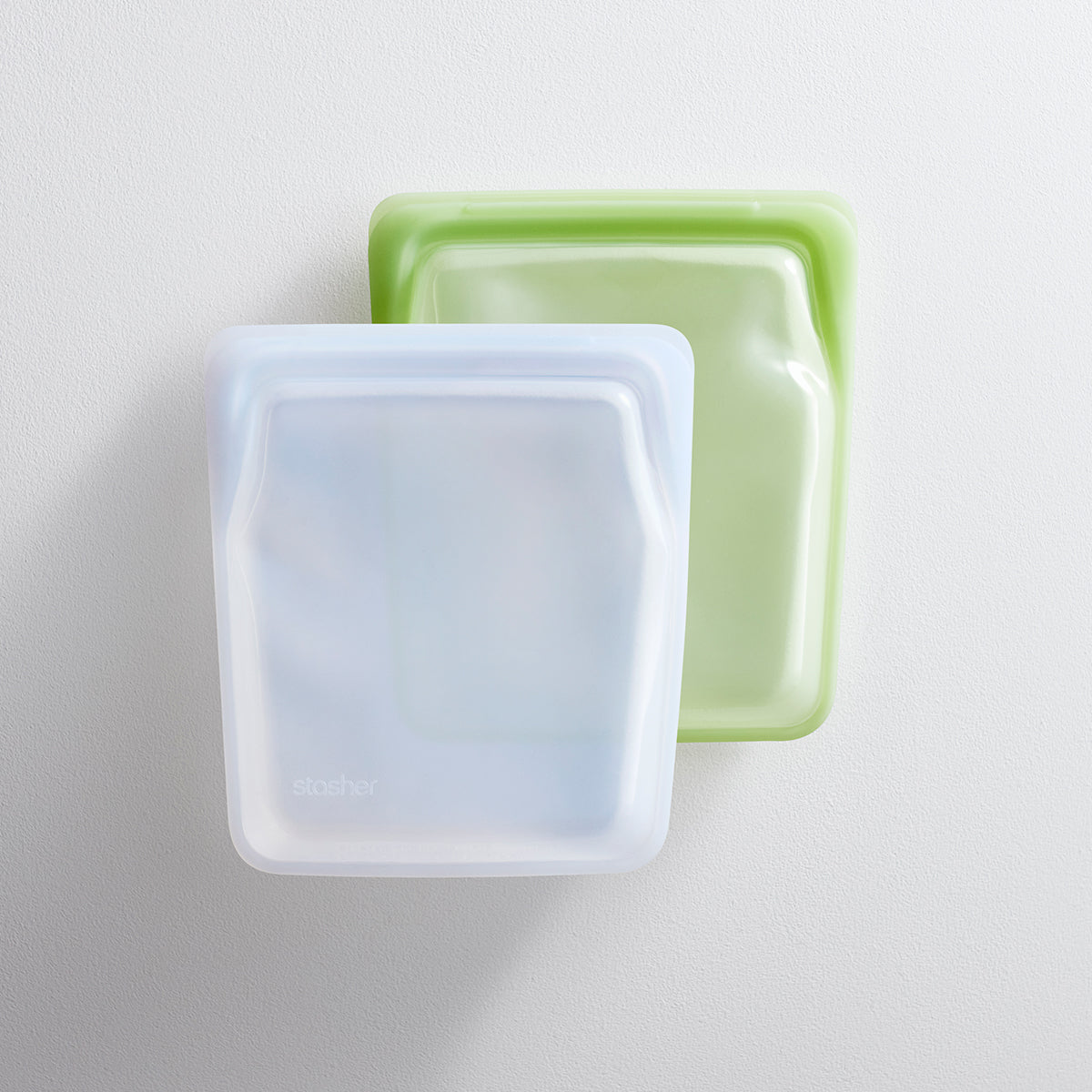 clear/green: Reusable Silicone Stasher Quart Bag Duo Clear & Green