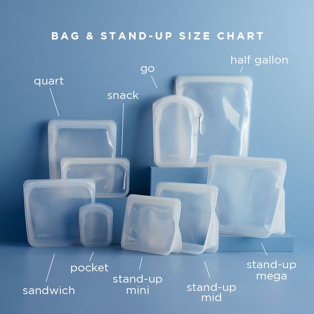 all: Stasher Bag and Stand-Up Size Chart