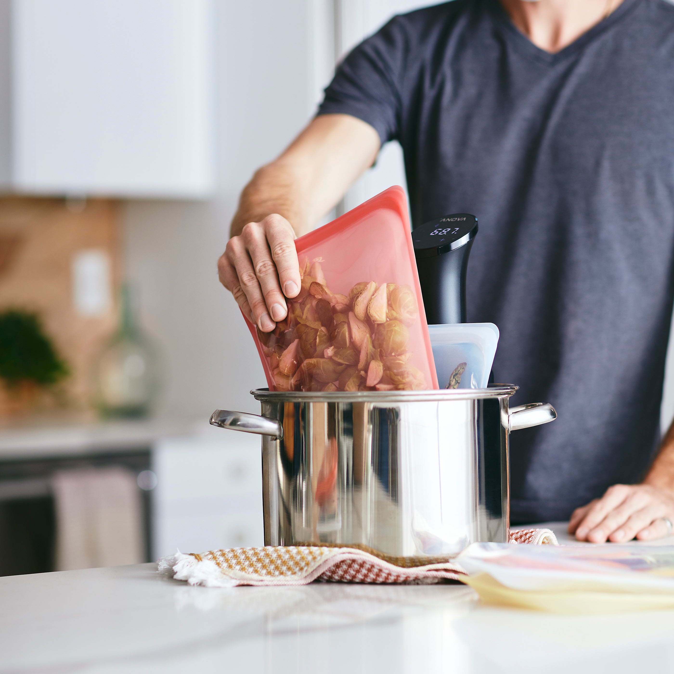 red: Reusable Silicone Stasher Half Gallon Bag