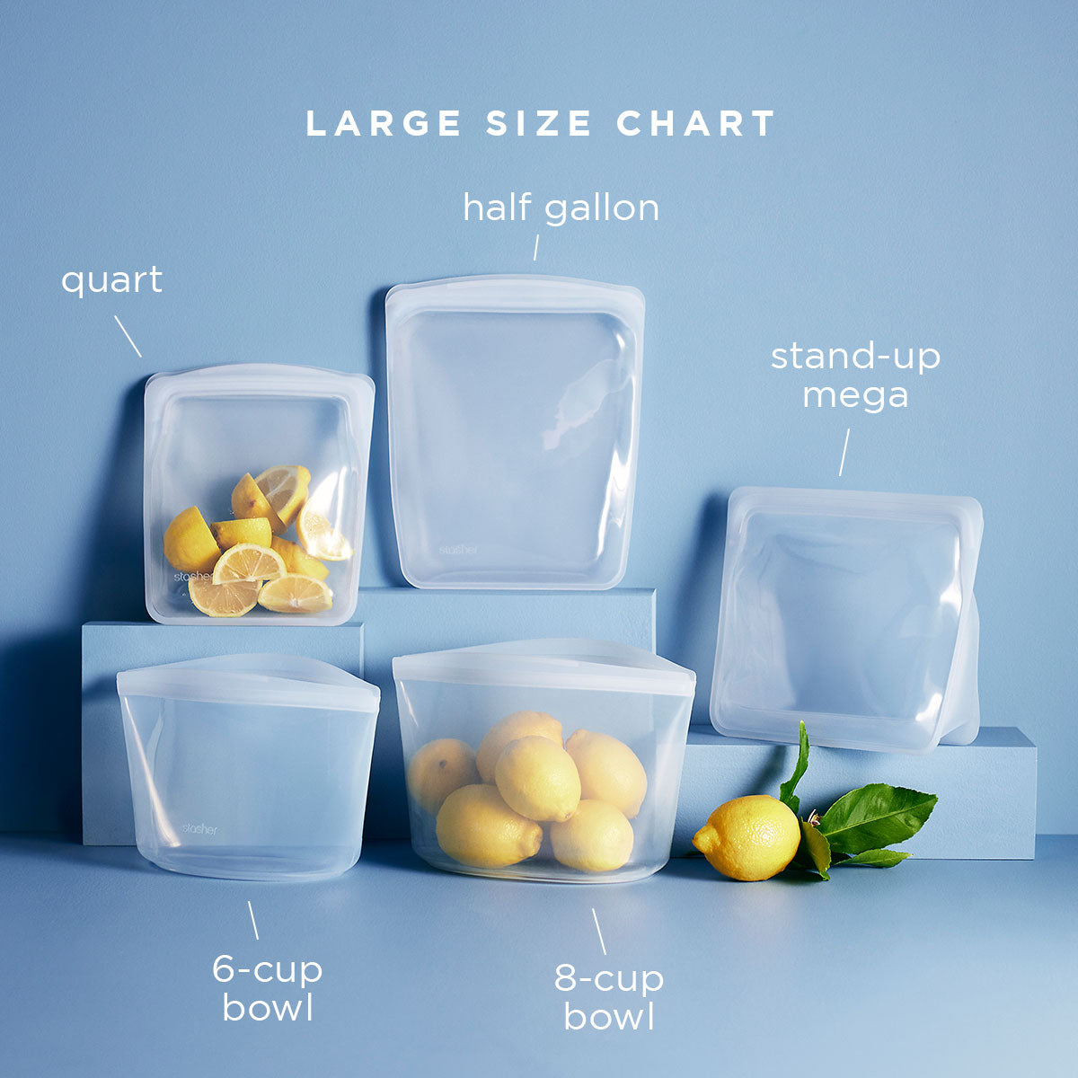 Zip Top Reusable Silicone Containers Teal Set of 8