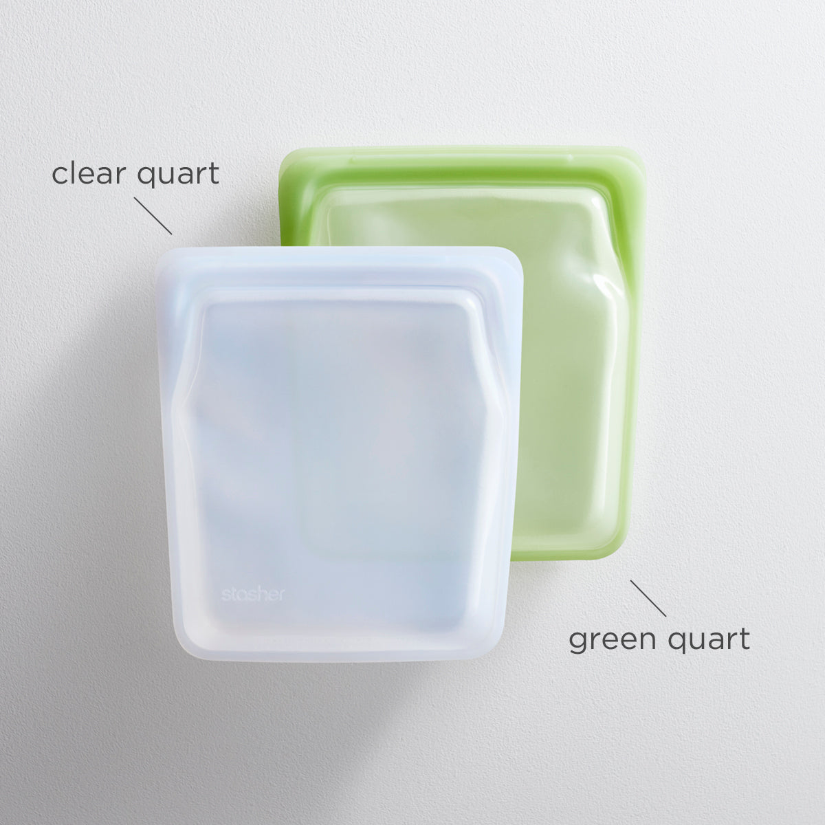 clear/green: Reusable Silicone Stasher Quart Bag Duo Clear & Green