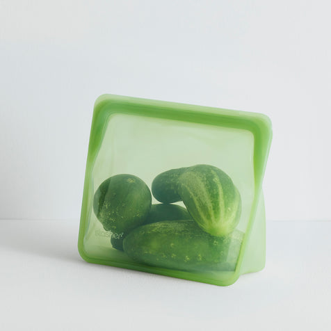 Green: Reusable Silicone Stasher Stand Up Mid Bag