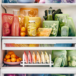 all: half gallon bags in the fridge