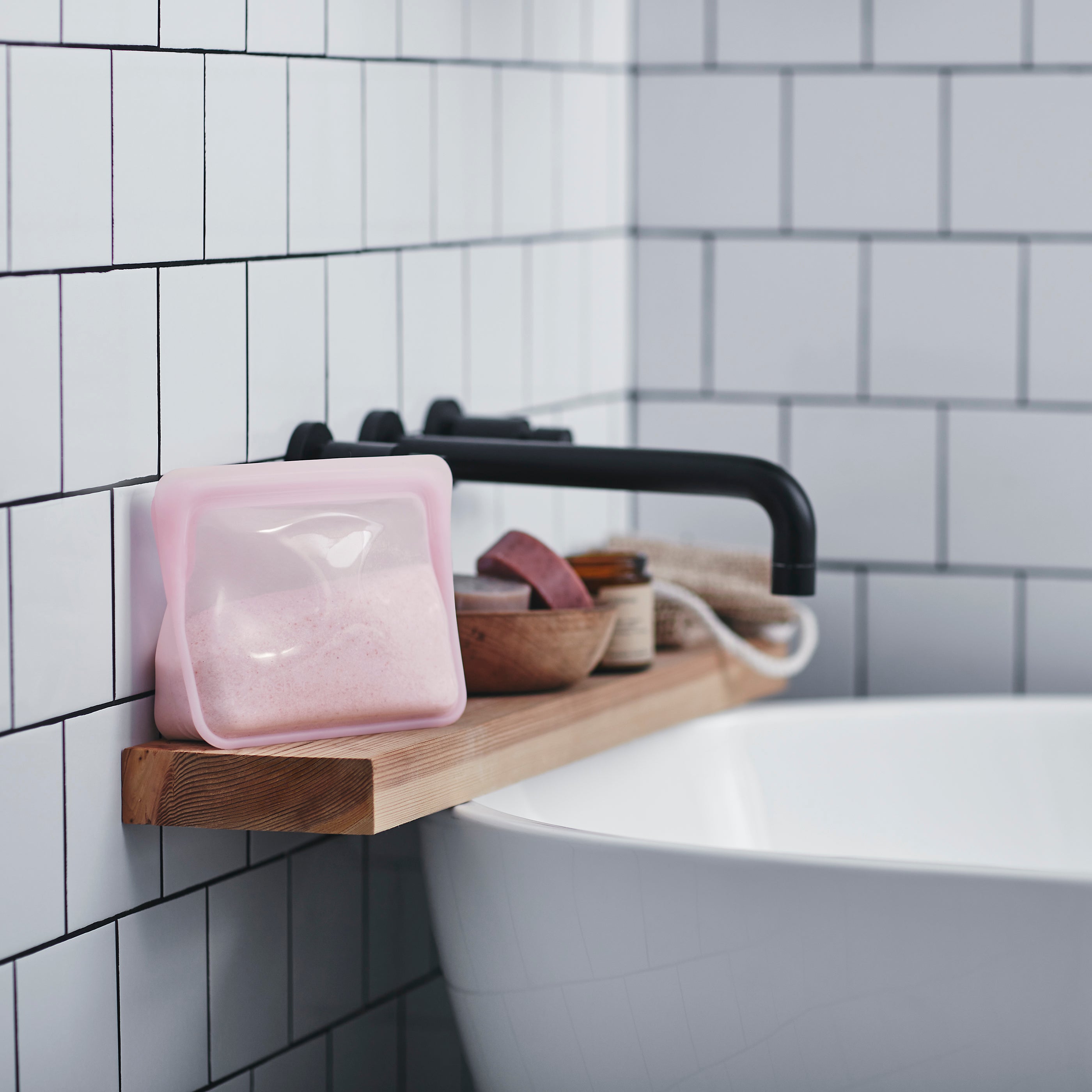 pink: Reusable Silicone Stasher Stand Up Mini Bag