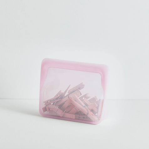 Pink: Reusable Silicone Stasher Stand Up Mini Bag