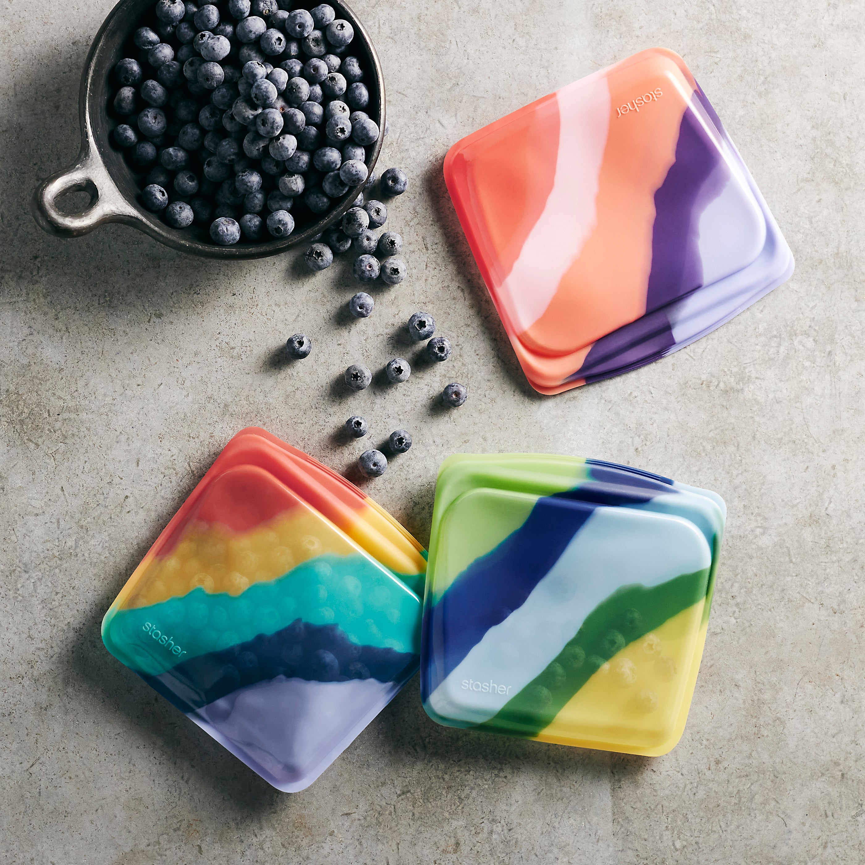 Reusable Ziplock Bags | Zero Waste Silicone Ziplocs | Reusable Freezer Bags  | Washable Sandwich Bags | 3 Pack