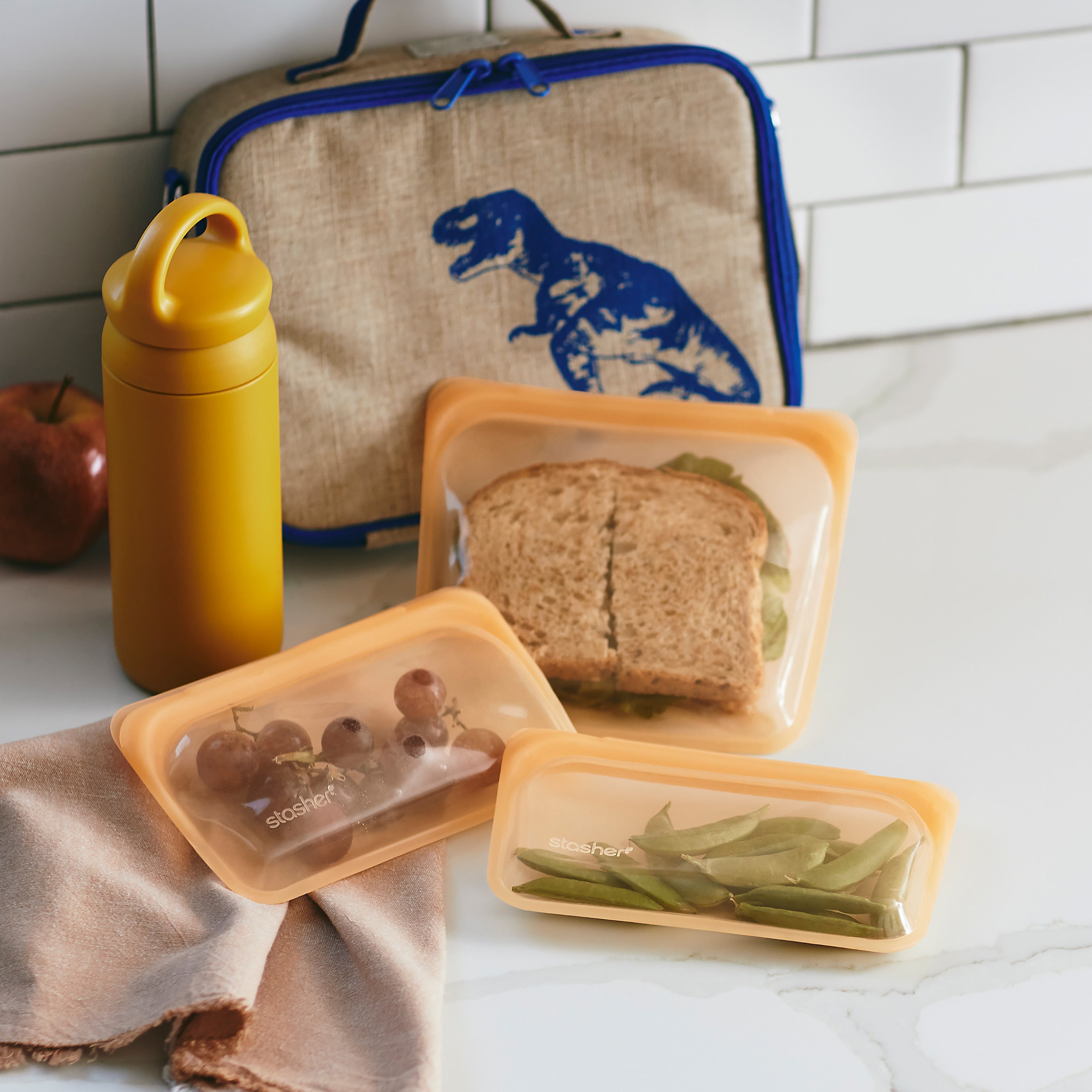 orange: Reusable Silicone Stasher Sandwich Bag