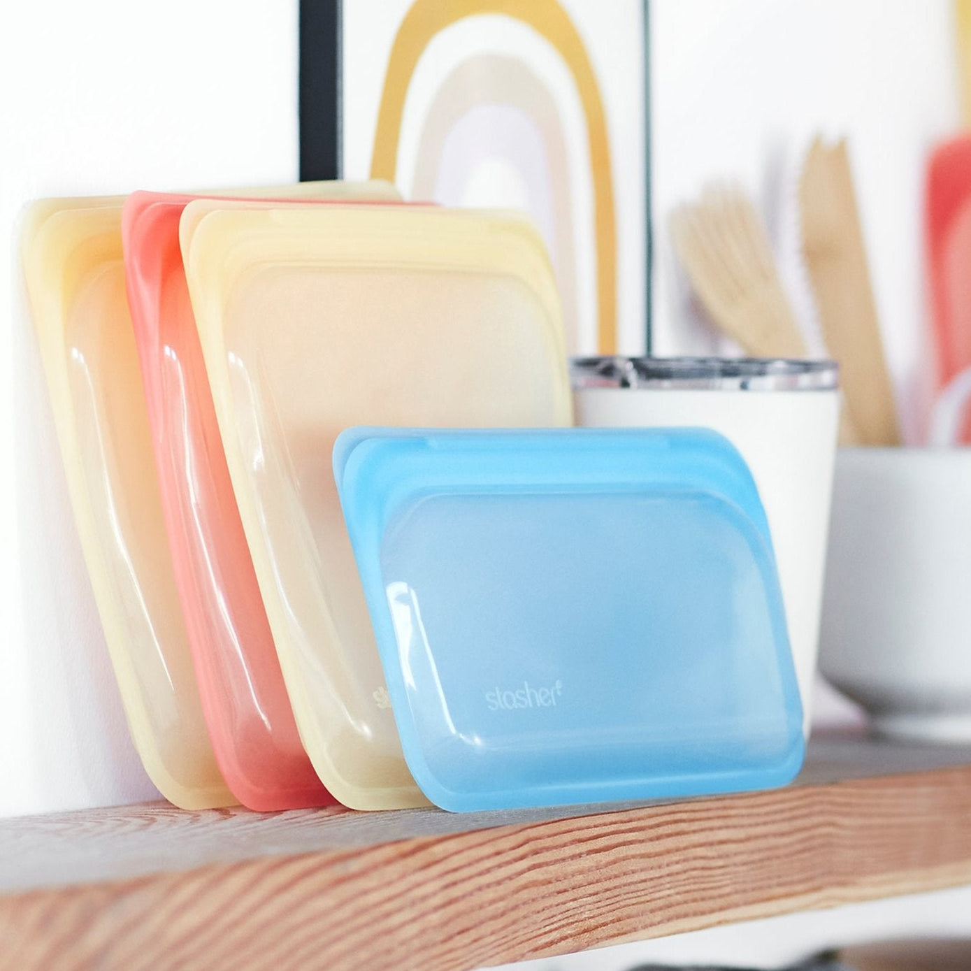 blue: Reusable Silicone Stasher Snack Bag